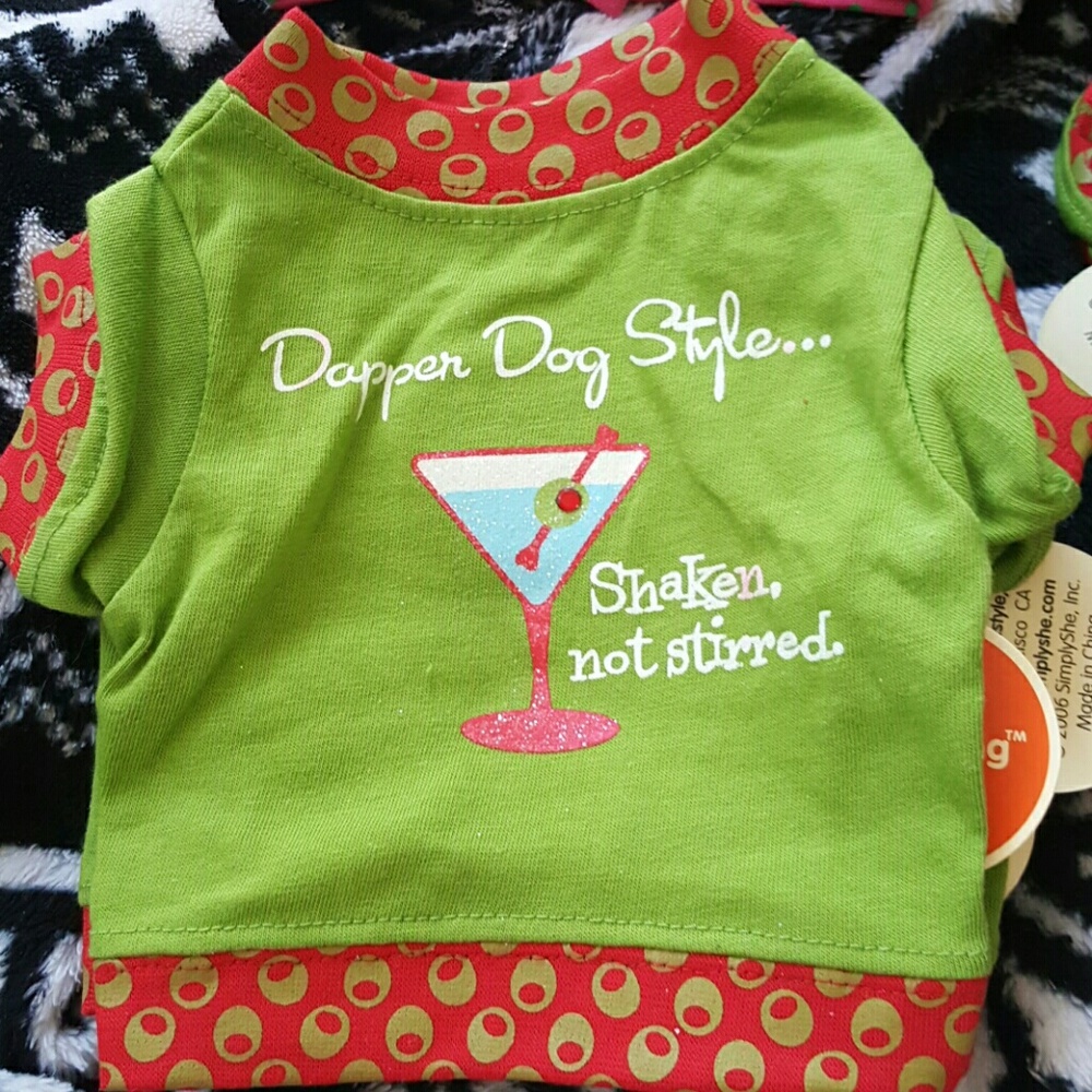 Simply dog Tee shirt green red new with tags