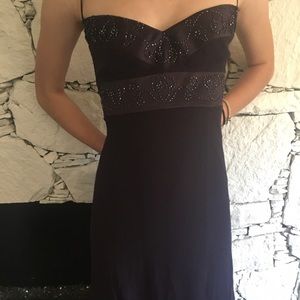 Deep purple dress with blue crystal designs