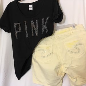 Pink black large top silver suki short waist 30