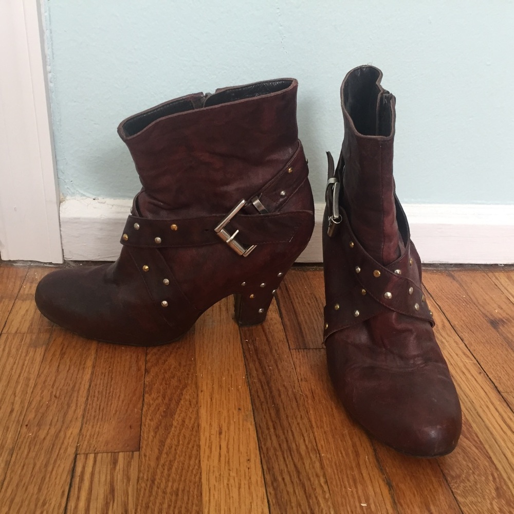 Italian studded leather ankle boots
