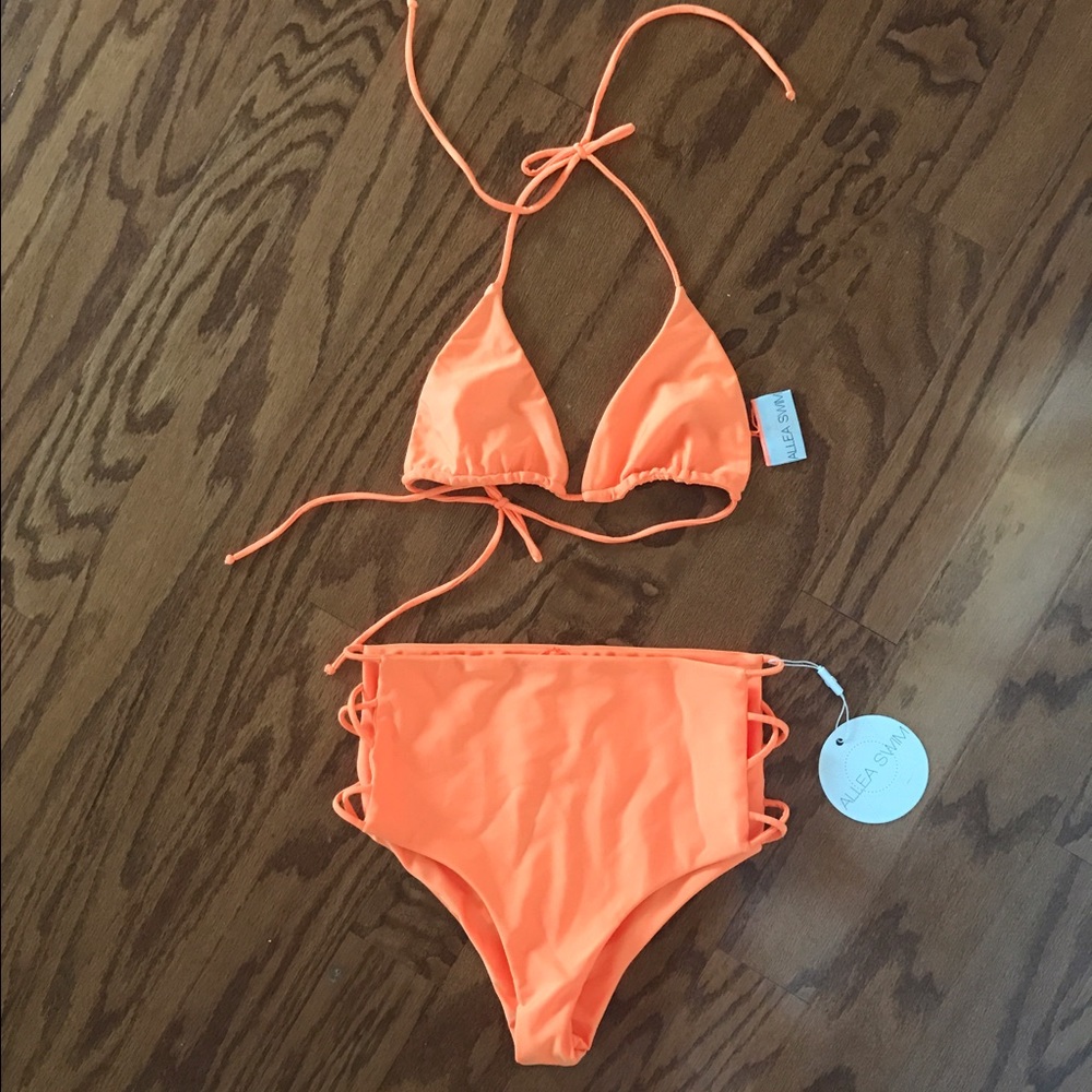 NWT High Waisted Bikini Bright Orange