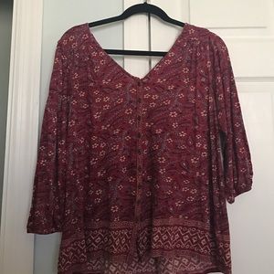 Lucky Brand button down Paisley Top 3/4 sleeve