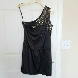 One Shoulder Beaded Dress