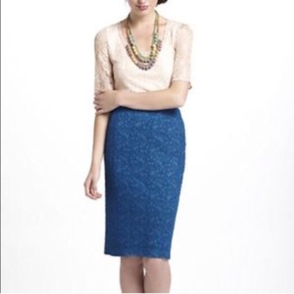{Anthro} Moulinette Soeurs Lapis lace pencil skirt