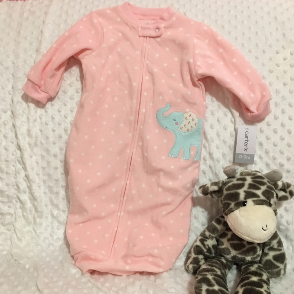 NWT carter's elephant sleeper pink