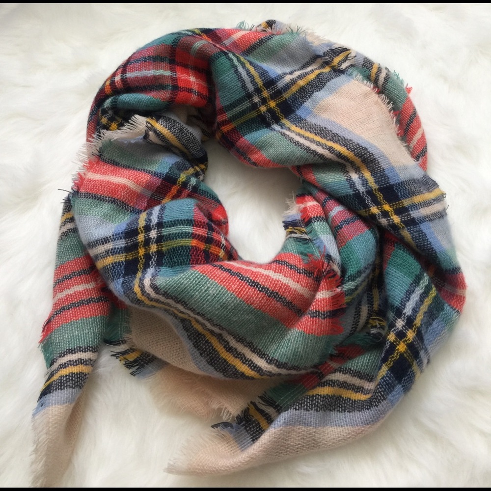 Plaid blanket scarf