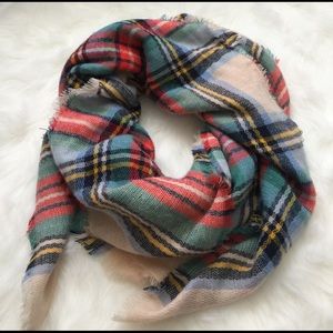 Plaid blanket scarf