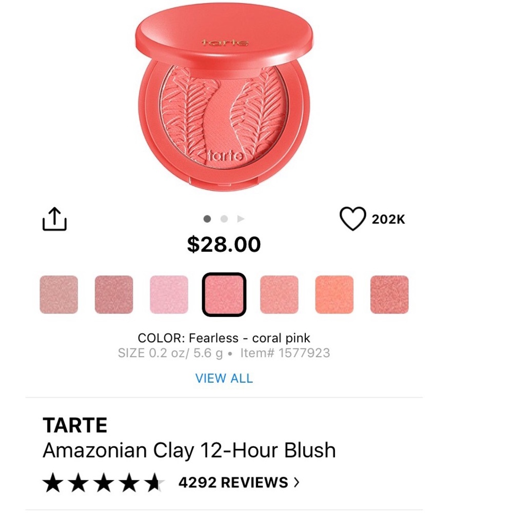 NIB Tarte Amazonian Blush