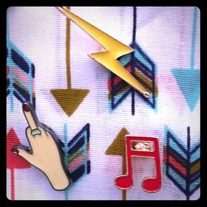 Enamel pin set- finger- lightning bolt -music note