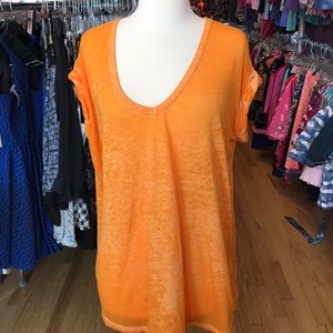 Free People M burn out neon oversized tee bin4