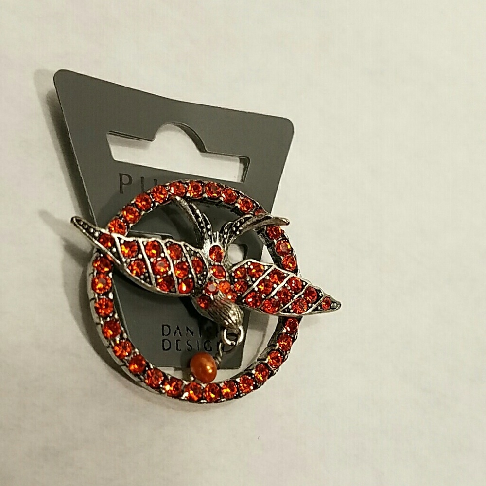 Pilgrim Danish Design Red Crystal Bird Brooch
