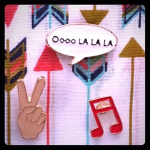 Enamel pin set /peace /music note /ooo la la