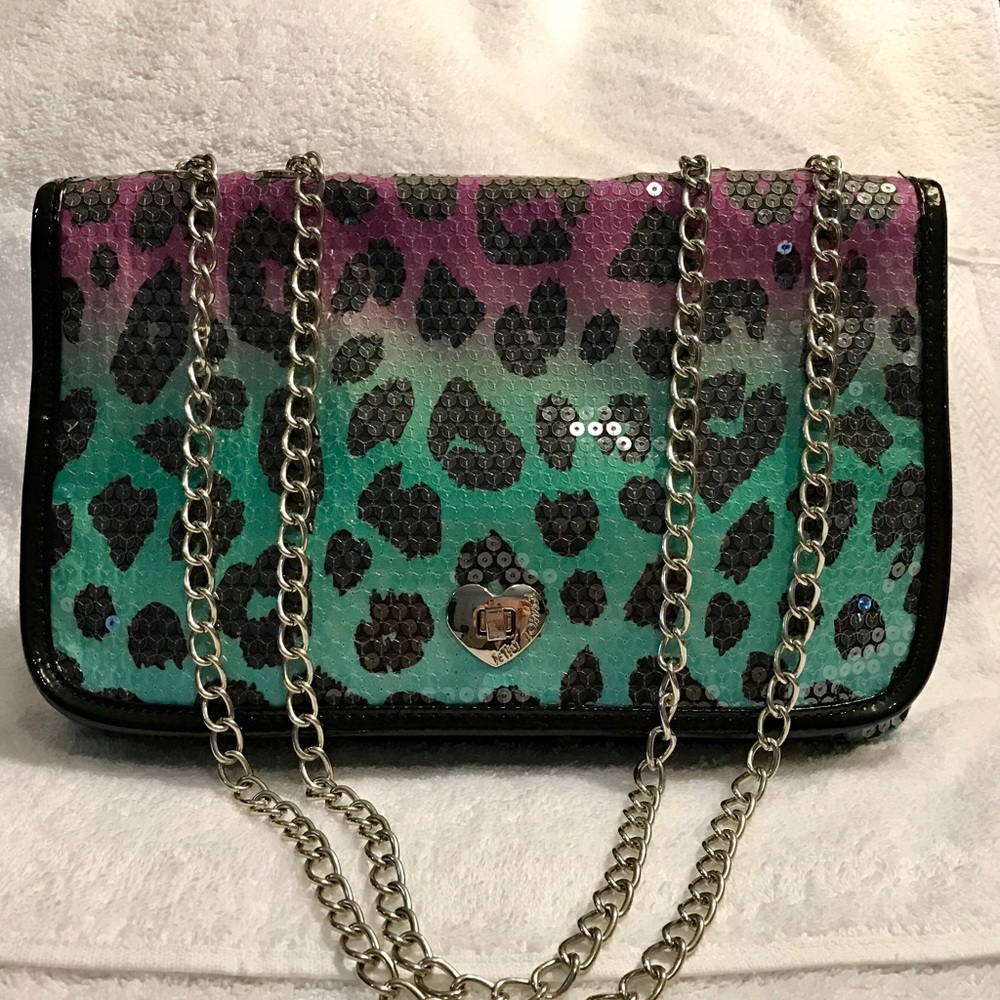 Betsey Johnson Chain Strap Leopard Shoulder Bag
