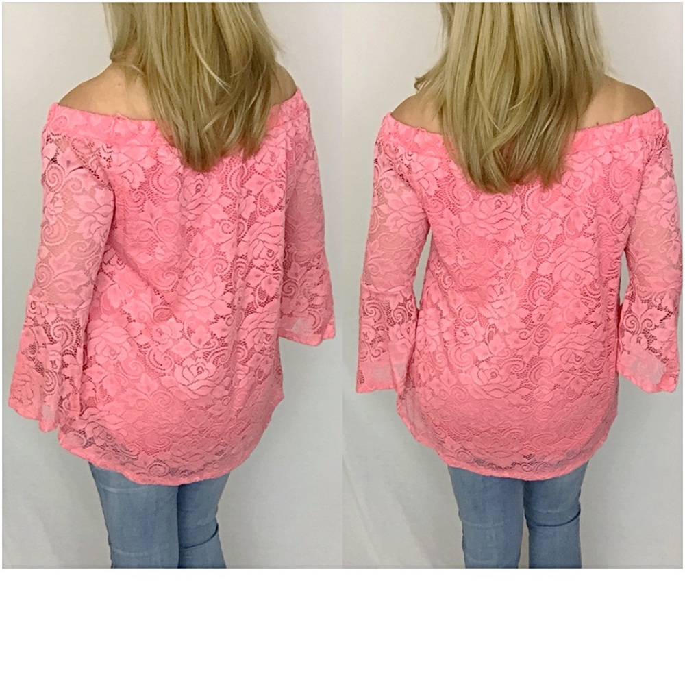💥HOTSALE💥Rich Blush Lace Bell Tunic Top Sold - Picture 7 of 7