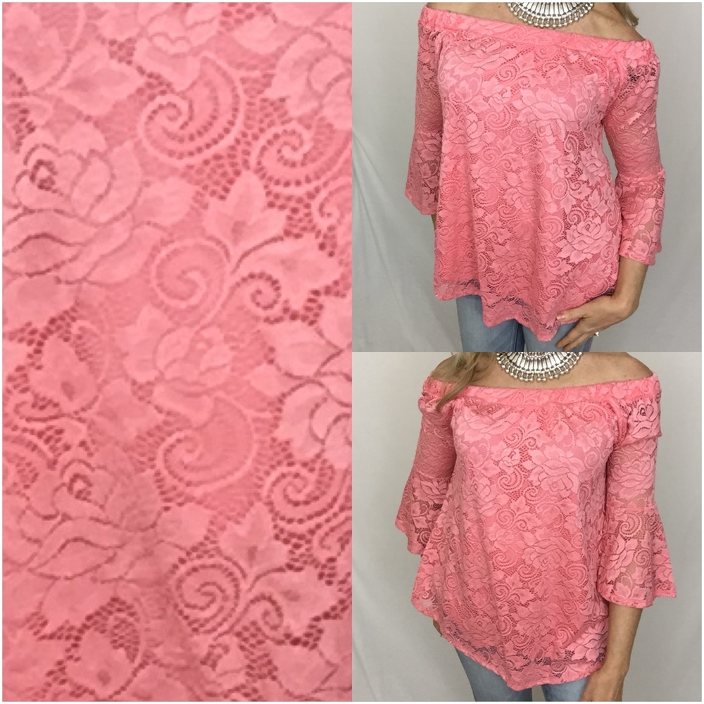 💥HOTSALE💥Rich Blush Lace Bell Tunic Top Sold - Picture 6 of 7