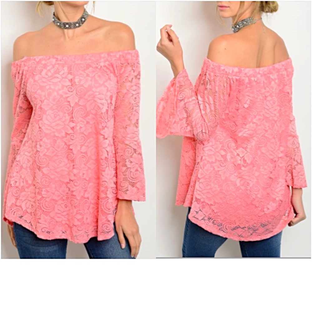 💥HOTSALE💥Rich Blush Lace Bell Tunic Top Sold - Picture 3 of 7