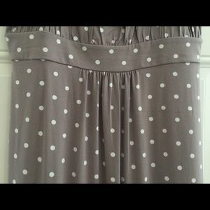 Ann Taylor Gray/White Polka-Dot Dress
