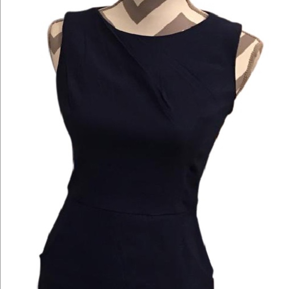 Navy Pleated Sheath Dress-151