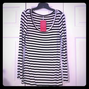 Long sleeve knit stripe tunic