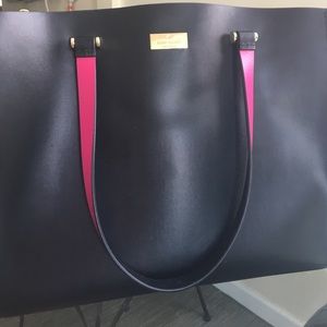 Like NEW Kate spade black&hot pink leather bucket