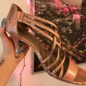 gorgeous snakeskin rose gold heel