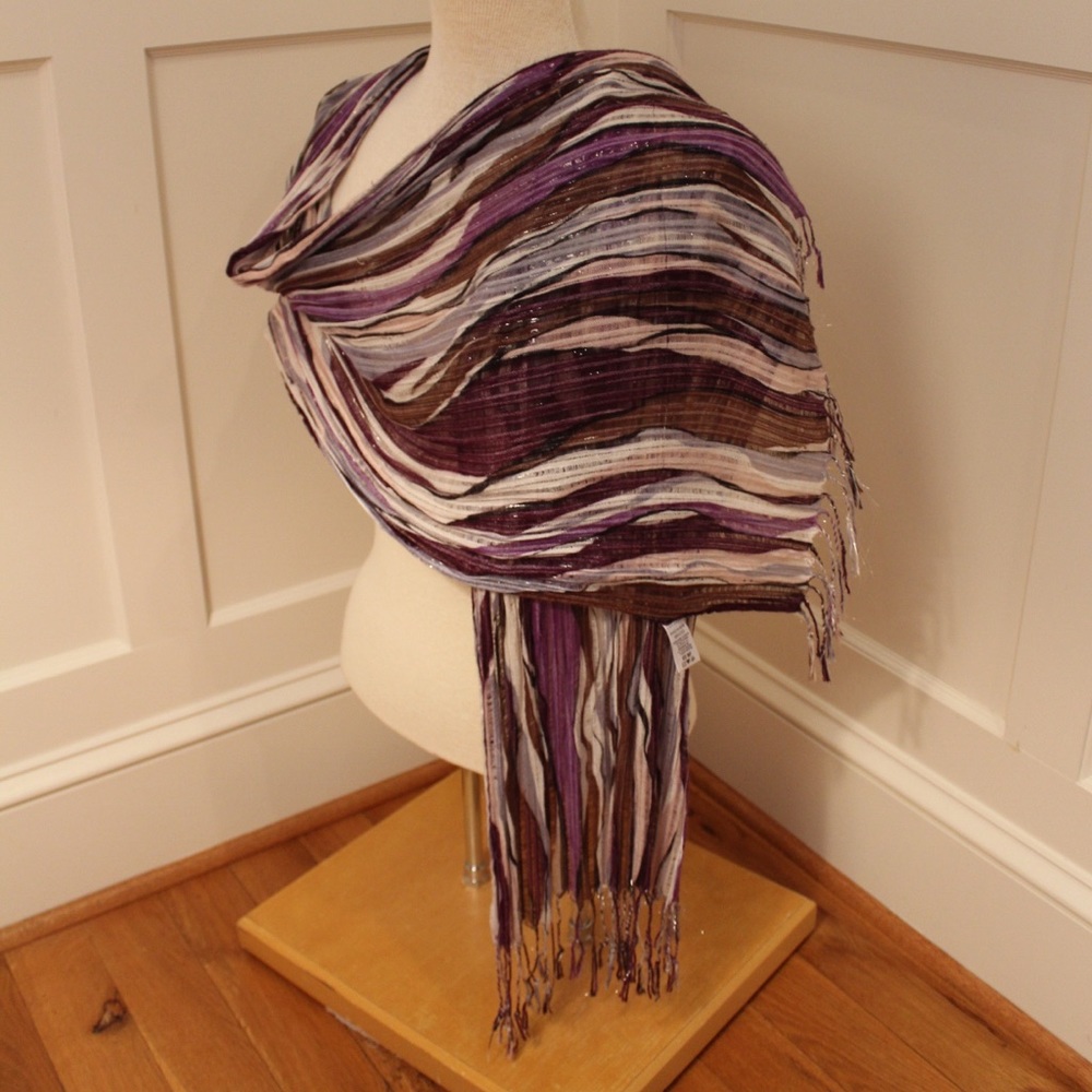 Purple, Black, Brown, Soft Pink and Gray Scarf