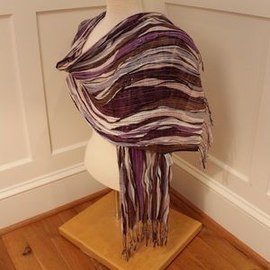 Purple, Black, Brown, Soft Pink and Gray Scarf