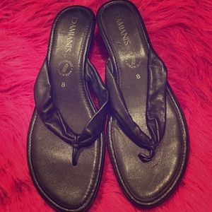 Black small wedge flip flops