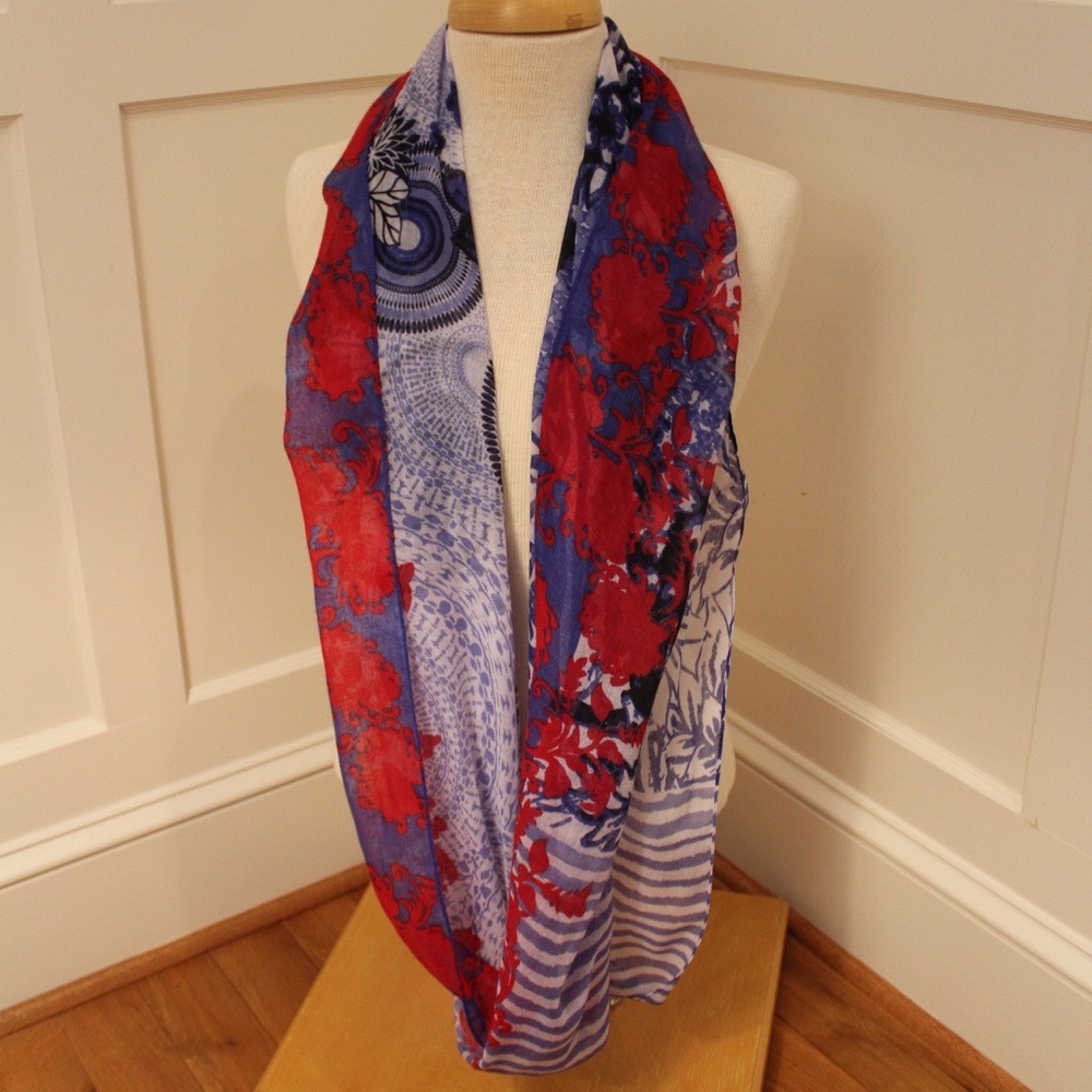 Christopher and Banks Blue and Red Infinity Scarf