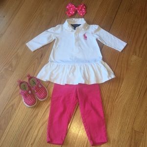 🌺Ralph Lauren polo shirt & pink garanimal pants🌺