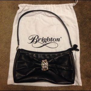 Black leather convertible purse to clutch-Brighton