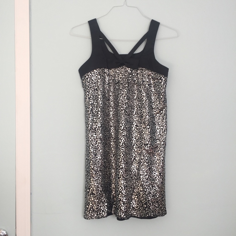 Foil printed mini dress