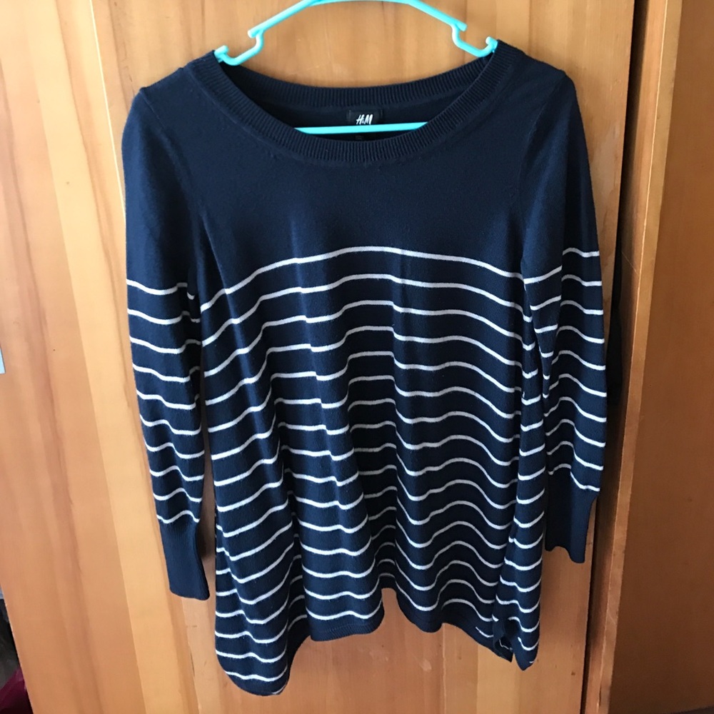 Boatneck hi-low striped H&M top