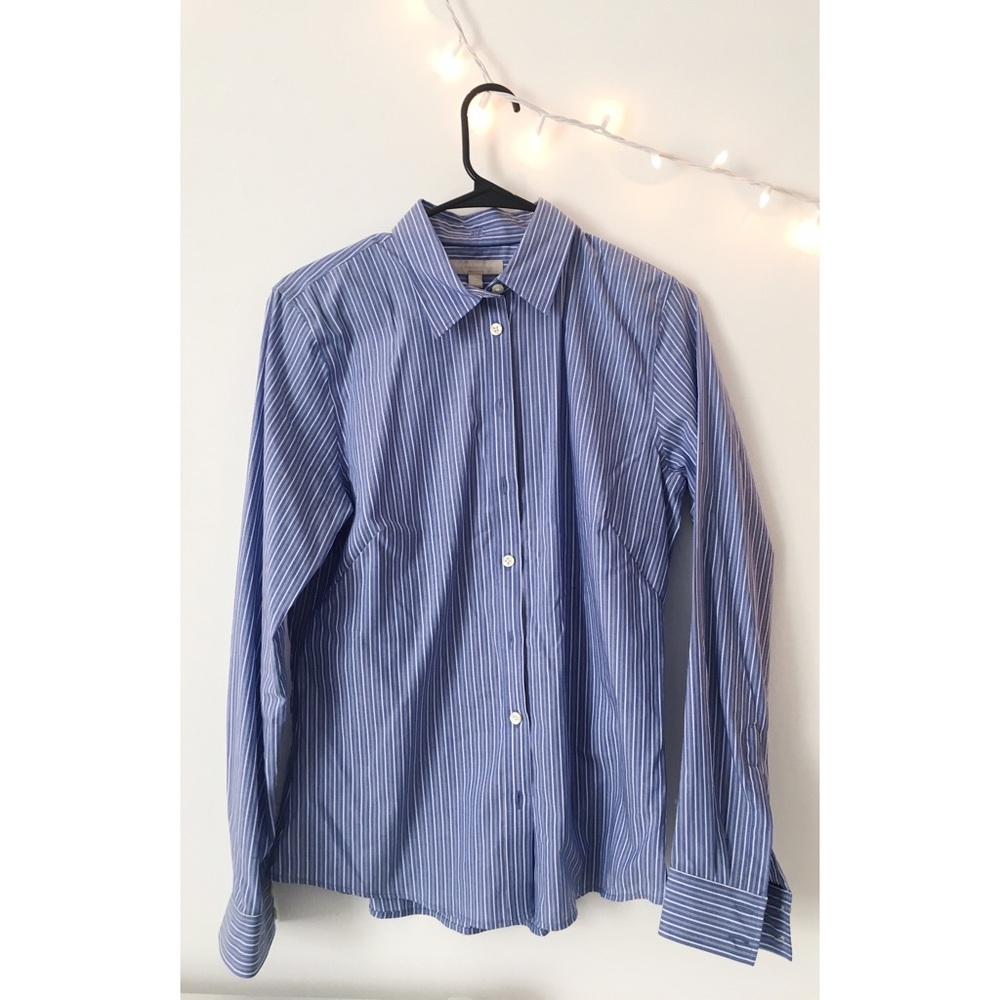 Professional blue and white striped button up!