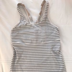 Lulu Lemon grey and white stripped tank