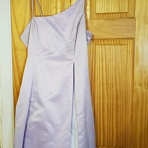 Purple and white prom dress