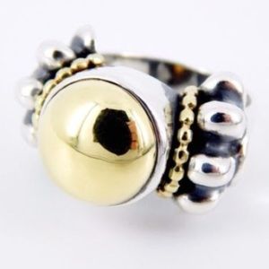 Lagos 18k gold and sterling silver dome ring sz 5