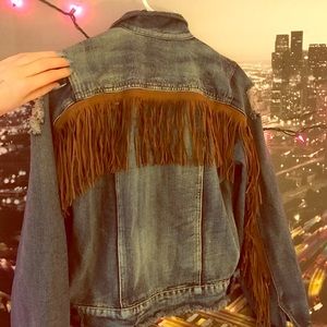 stylish jean fringe jacket