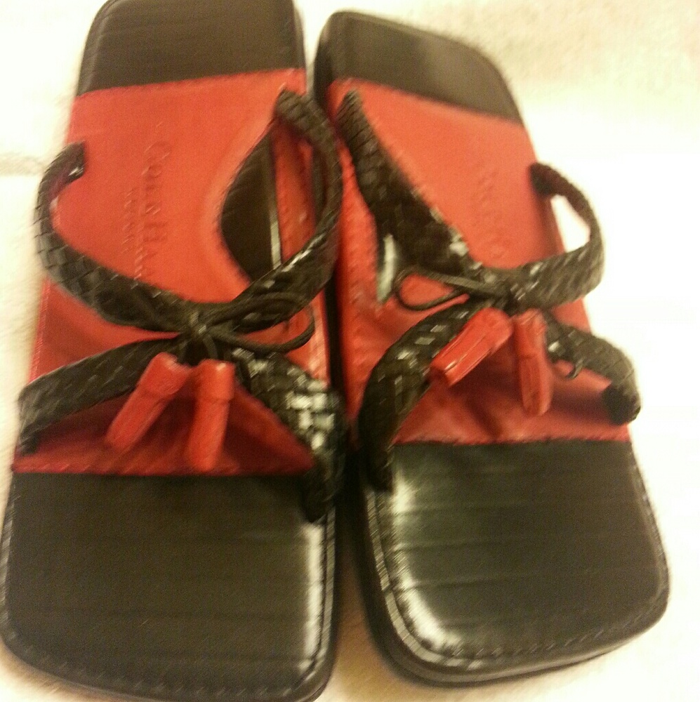 Cole Haan Oriental Inspired Square Leather Sandals