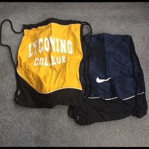 Two drawstring athletic bags