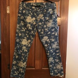 Lauren Ralph Lauren Floral denim crop pants sz 12