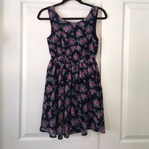 Navy blue floral dress