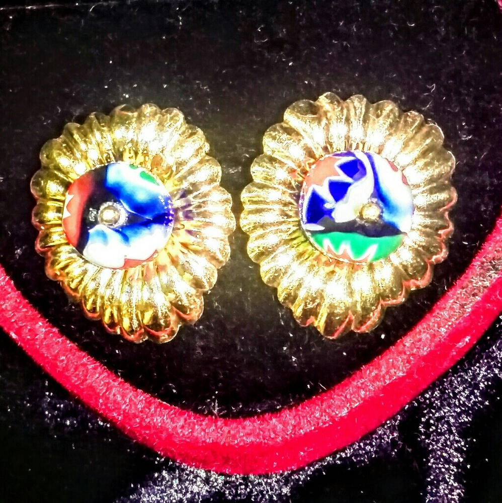 10kt Gold handpainted Earnings