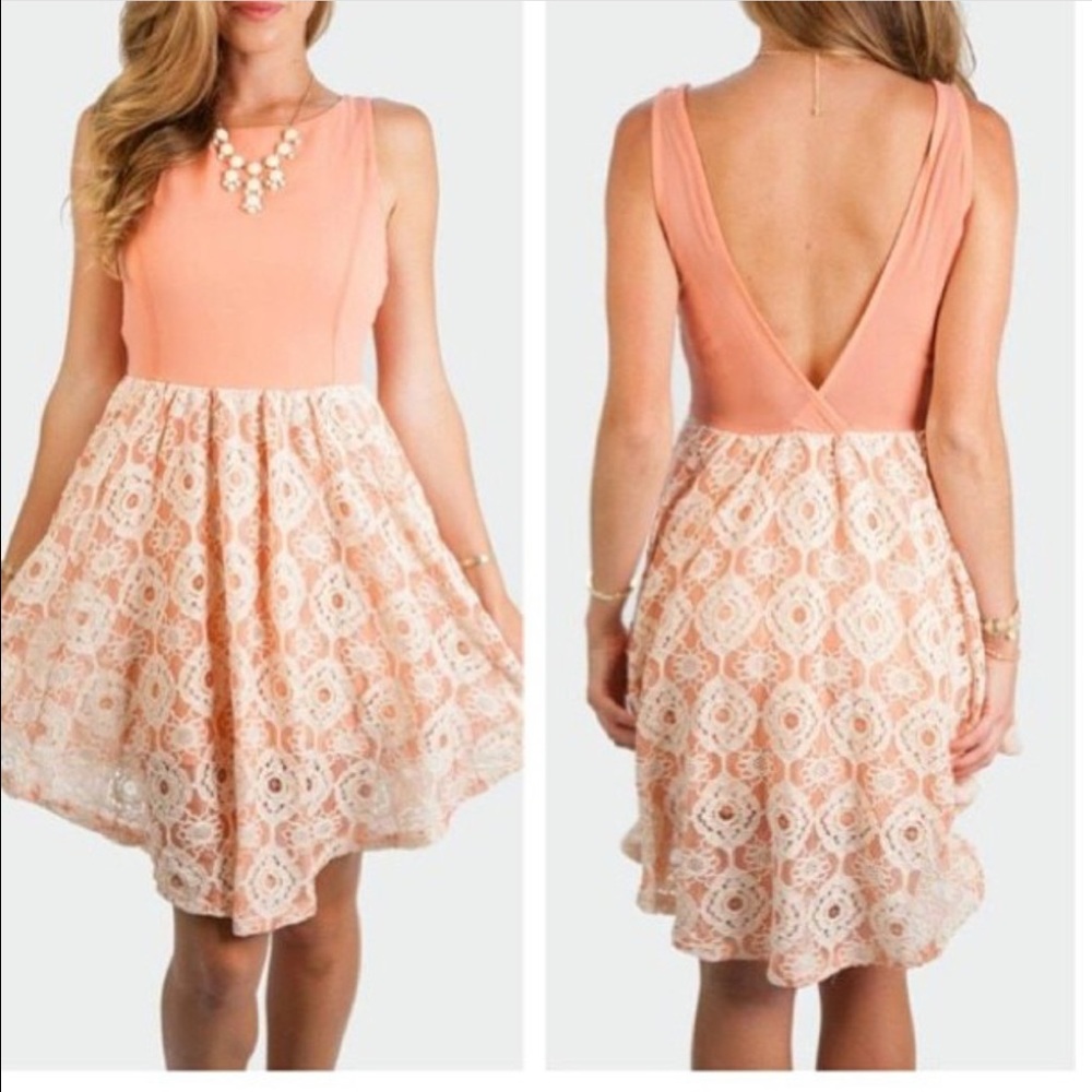 New peachy lace ballerina dress