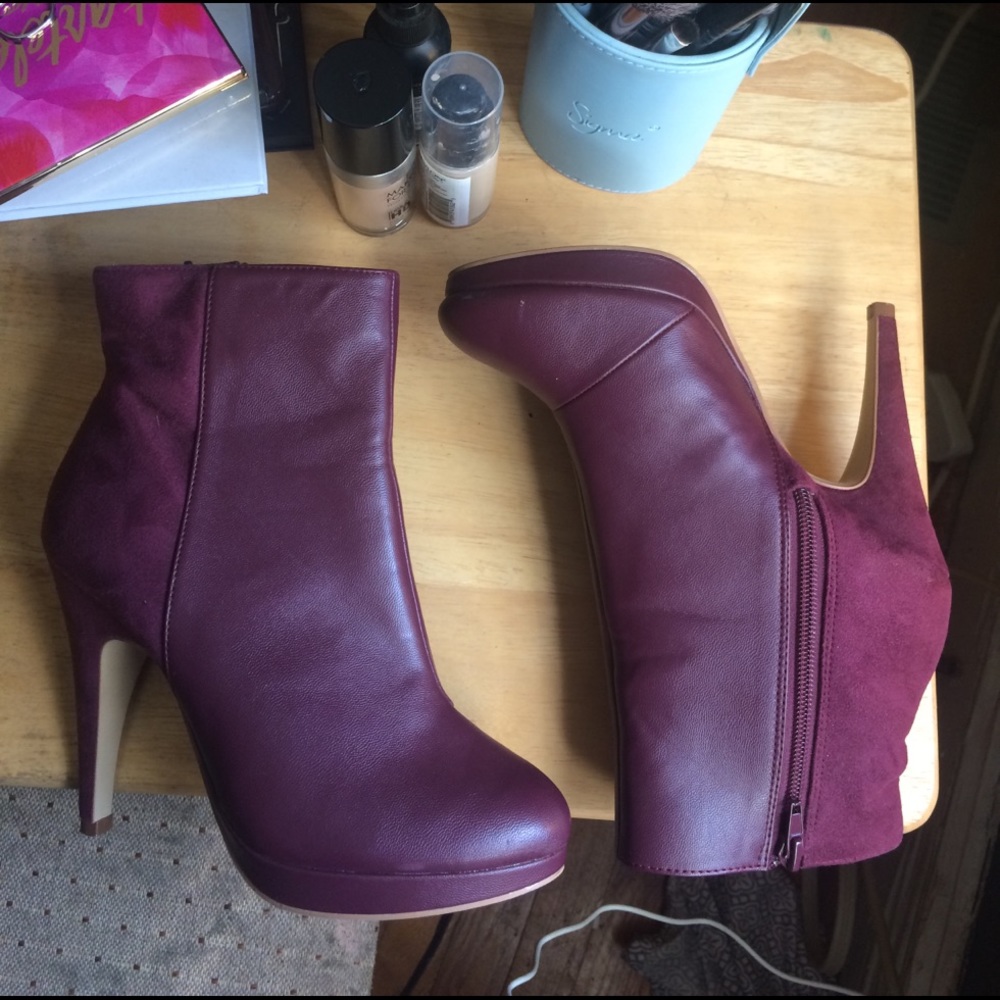 Burgundy booties