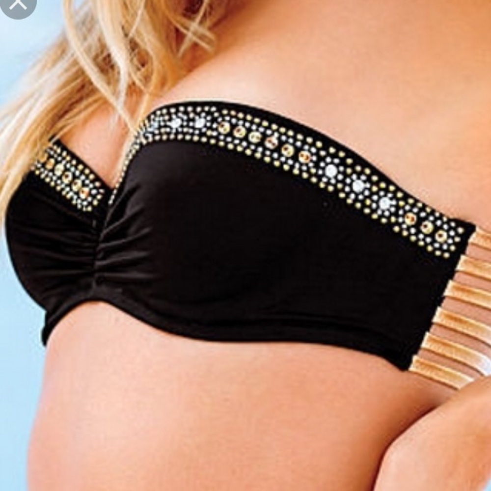 Strapless gold detail bikini