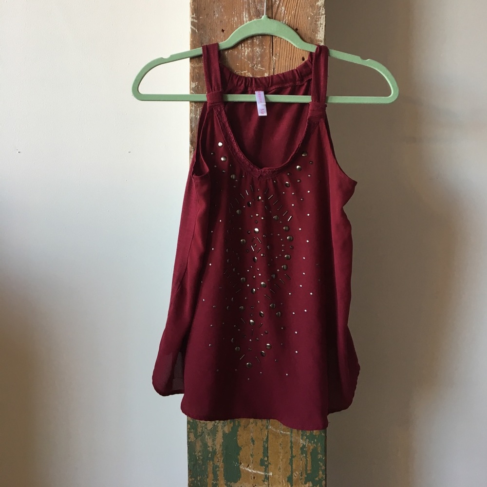 Xhilaration Dark Red Embellished Blouse
