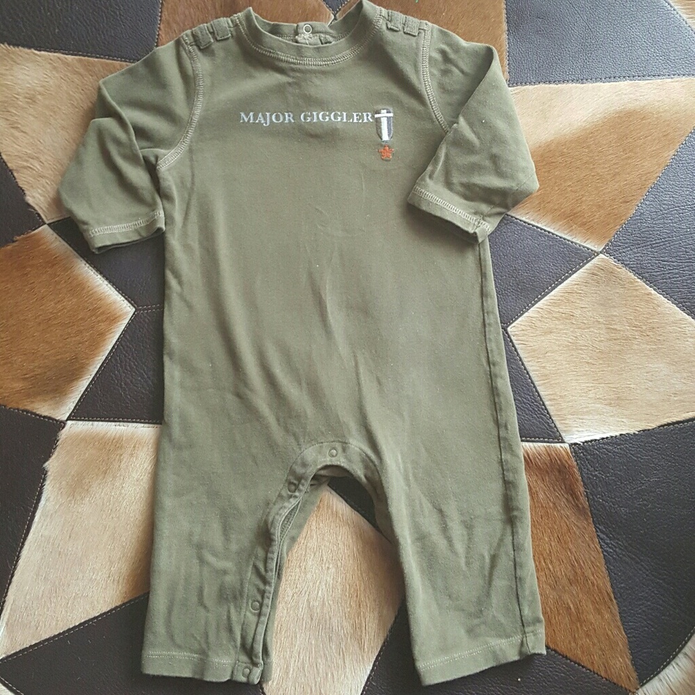 💥Major Giggler Olive Jumpsuit: 9 mo