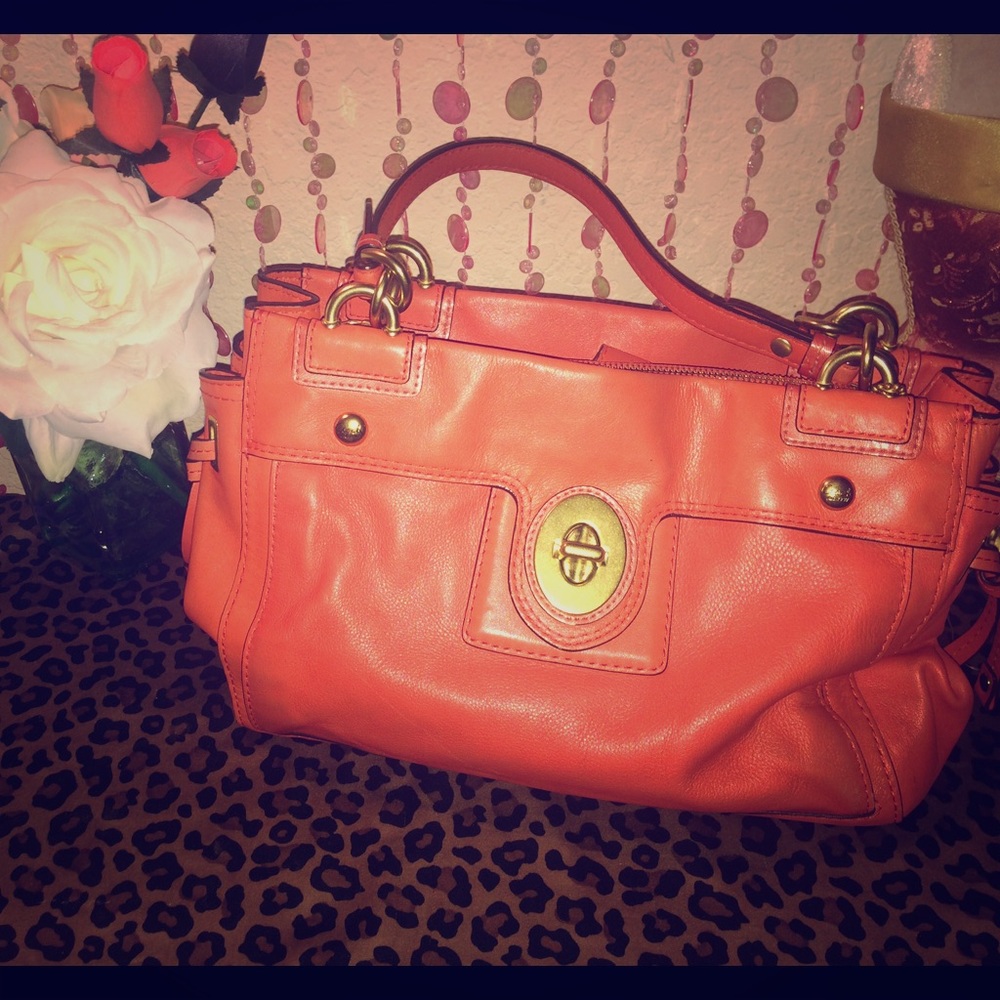 Orange authentic coach purse