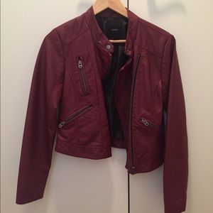 Forever 21 Burgundy Faux Leather Moto Jacket